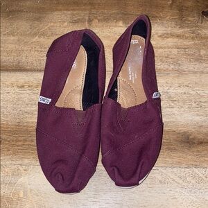 TOMS Burgundy Slip-On Shoes